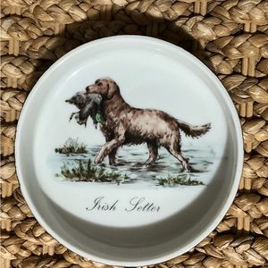 Vintage Enesco Irish Setter Hunting Dog Collectible Ceramic Ashtray Coin Tray